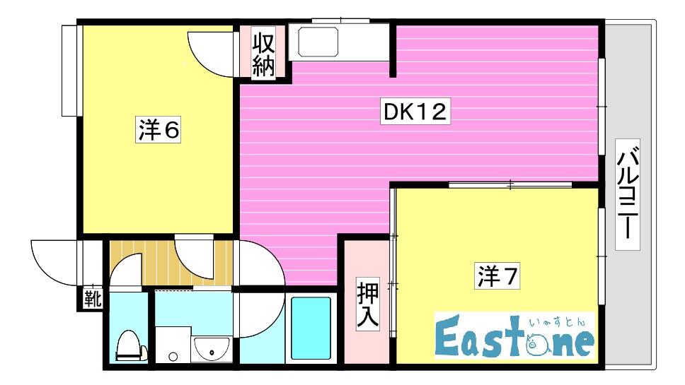 プレステージフジ鹿児島参番館(2LDK/2階)の間取り写真