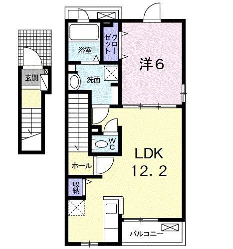 カーサ ブルーノ(1LDK/2階)の間取り写真