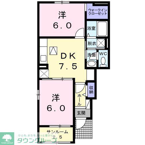 ブルックレジデンス(2DK/1階)の間取り写真