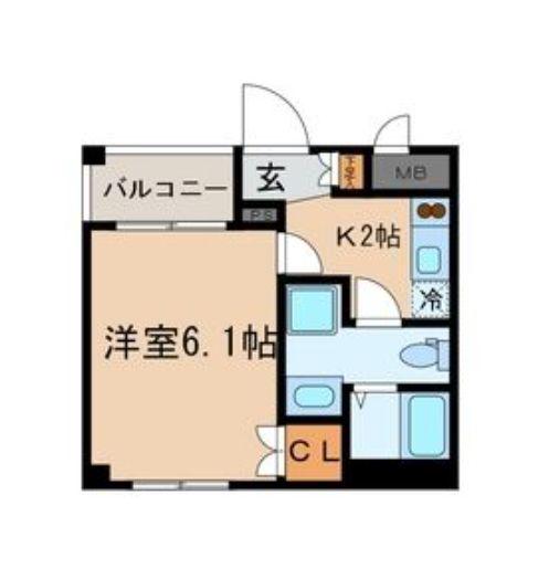 ラフィネ森下(1K/4階)の間取り写真