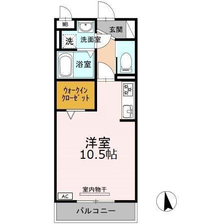 グランクロワール(ワンルーム/2階)の間取り写真