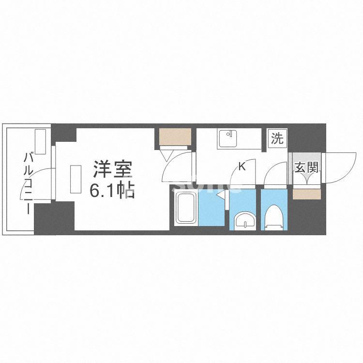 プレサンス松屋町ヴィゴラス(1K/8階)の間取り写真