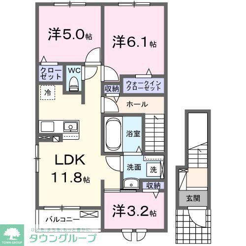 メゾン ド アムール(3LDK/2階)の間取り写真