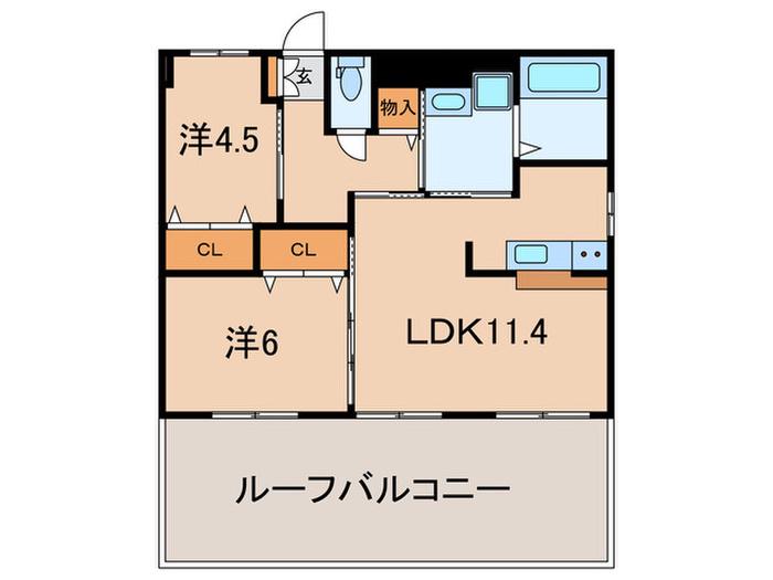 サウスパレス芦屋(2LDK/6階)の間取り写真