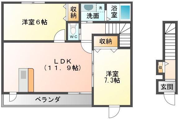 ファインイースト(2LDK/2階)の間取り写真