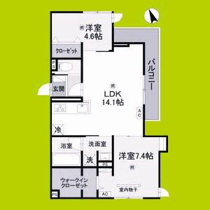 GRANDES FLEURS ISHIBASHI(2LDK/1階)の間取り写真