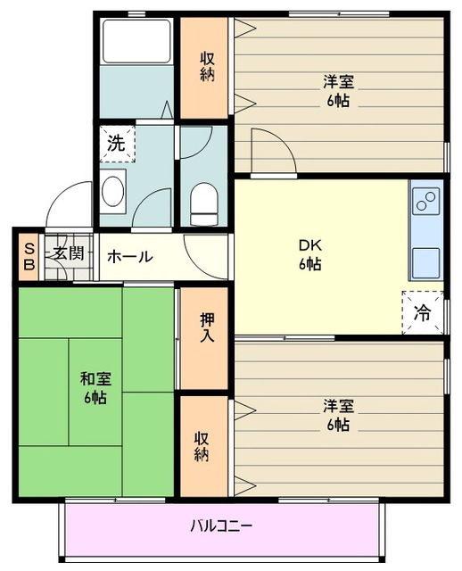 クローカス(3DK/1階)の間取り写真