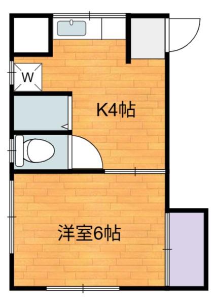 第二本多荘(1K/1階)の間取り写真