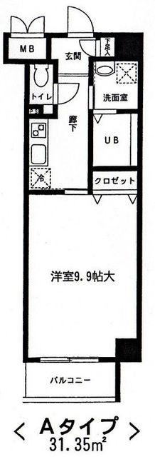 ビュークレスト小金井(1K/3階)の間取り写真