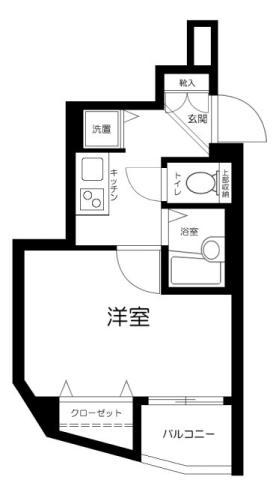エクセリア都立大(1K/4階)の間取り写真