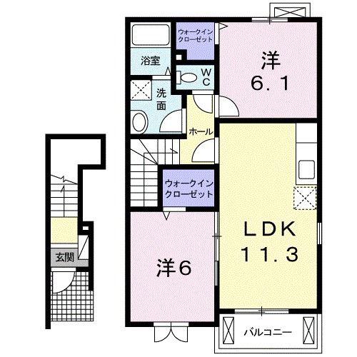 ルミナス IV(2LDK/2階)の間取り写真