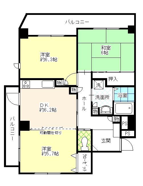 アウローラ新小岩(3DK/7階)の間取り写真
