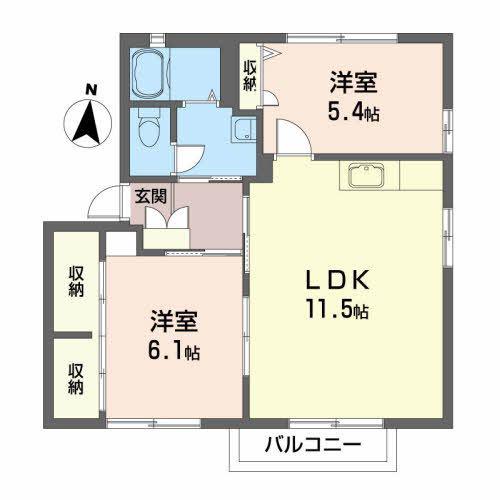 アーク・ヴィラ D(2LDK/1階)の間取り写真