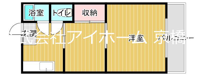コーポ三原II(1K/2階)の間取り写真
