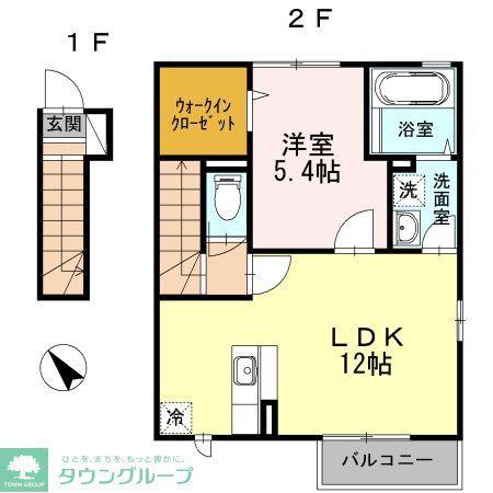 ルチェンテ(1LDK/2階)の間取り写真