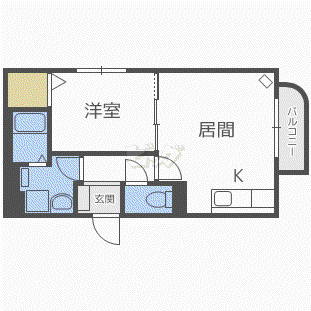 フィレントI(1LDK/4階)の間取り写真