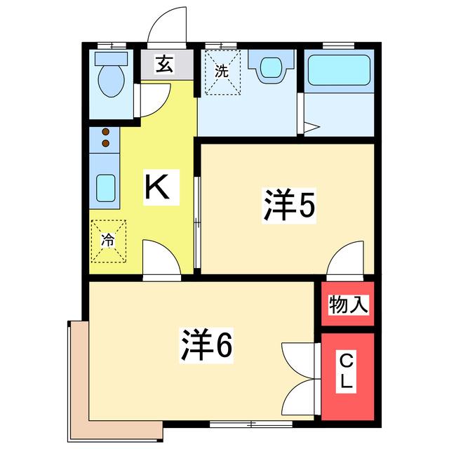 エルフォード住吉(2K/2階)の間取り写真