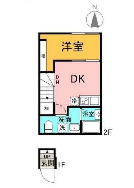 TSUMUGI S 八千代(1DK/2階)の間取り写真