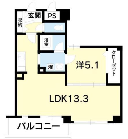 CUBE-G中通町(1LDK/3階)の間取り写真