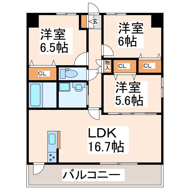 SQUARE菊陽(3LDK/5階)の間取り写真
