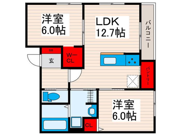 高砂8丁目計画(2LDK/2階)の間取り写真