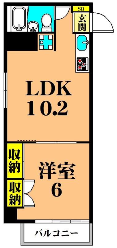 マルマスビル(1LDK/3階)の間取り写真