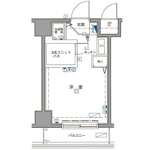 ロワレール横浜西壱番館(ワンルーム/6階)の間取り写真