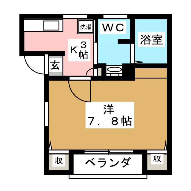ヴェナスアミーゴス(1K/2階)の間取り写真