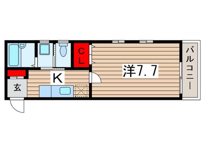 稲毛台フラット(1K/2階)の間取り写真