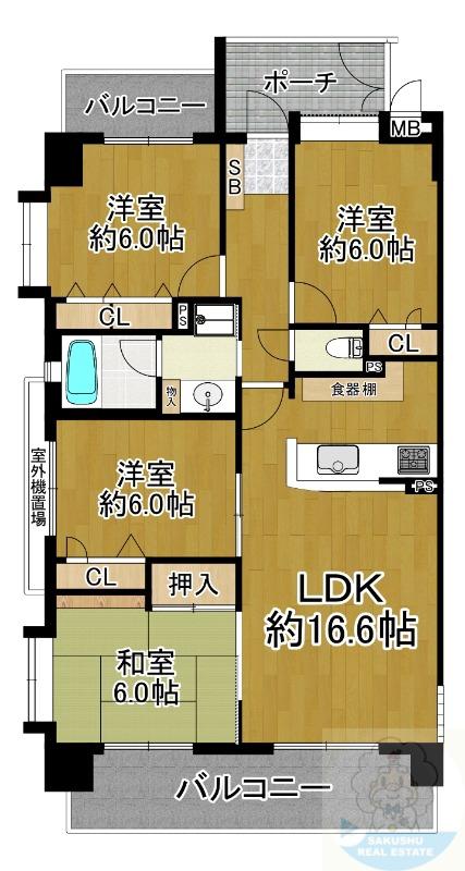 エイルスクエア長住南(4LDK/6階)の間取り写真