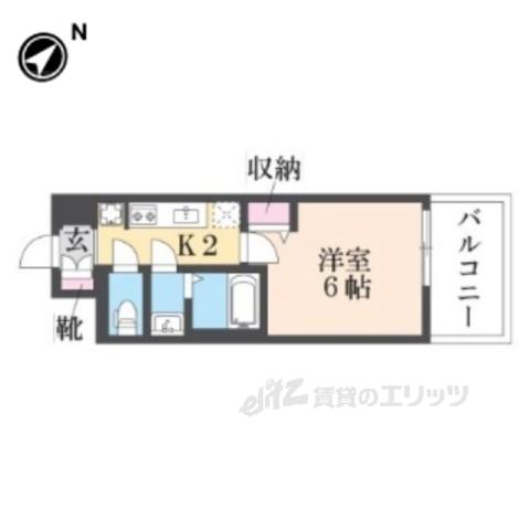プレサンス大津京町ベルリーヴァ(1K/12階)の間取り写真