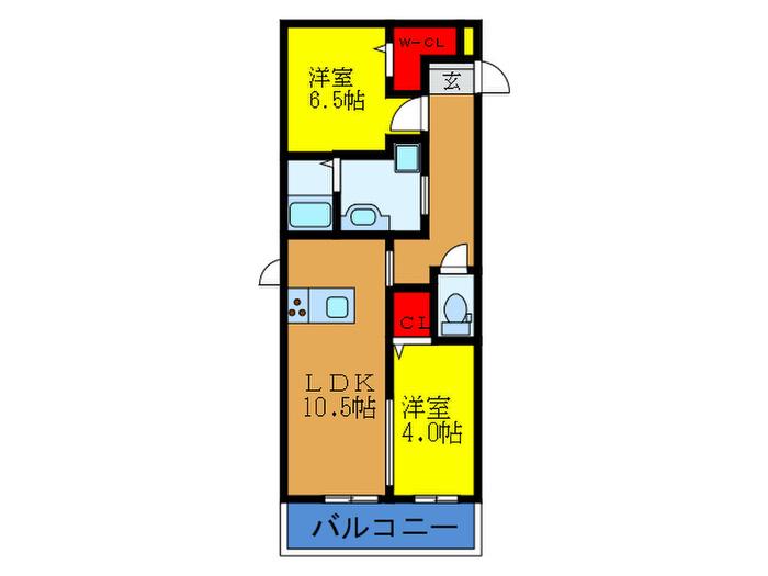 セントラルヴィレッジ A棟(2LDK/1階)の間取り写真