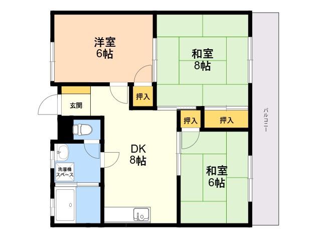 コーポのなか(3DK/4階)の間取り写真
