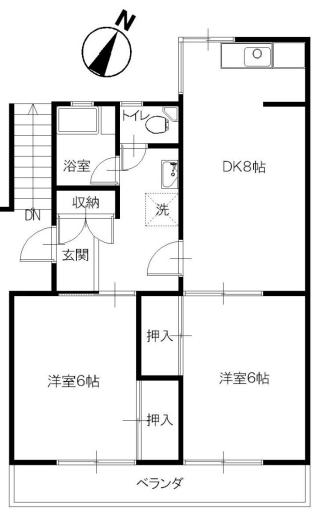 鈴木ハイツ(2DK/2階)の間取り写真