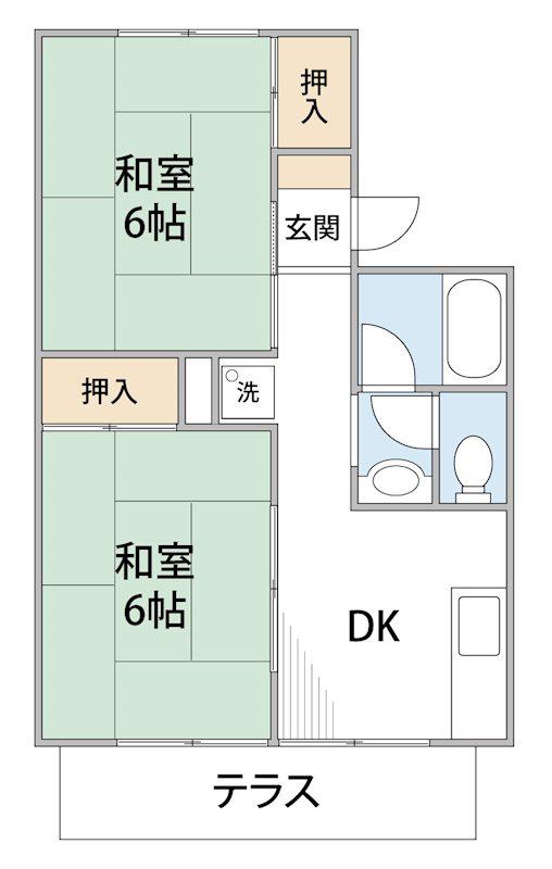 テラスKO(2DK/1階)の間取り写真