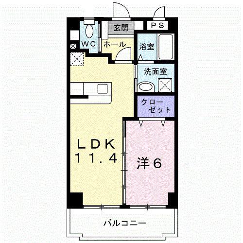 華李ビレッジ(1LDK/4階)の間取り写真