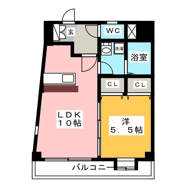ルピエ博多(1LDK/9階)の間取り写真