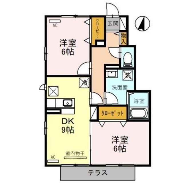 エトワールNIIZA(2DK/1階)の間取り写真