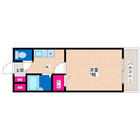 ヴェルヴェデーレII(1K/5階)の間取り写真