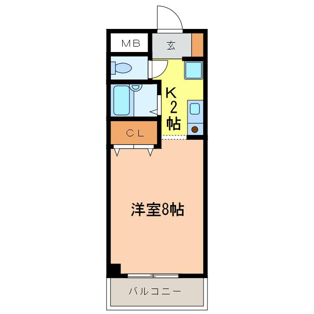 オオタニビル(1K/4階)の間取り写真