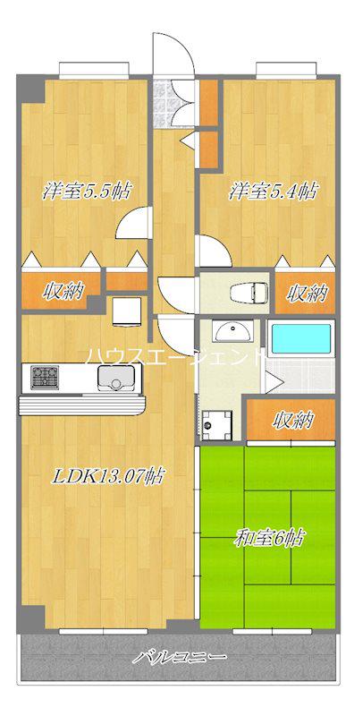 アイエヌ西葛西II(3LDK/3階)の間取り写真