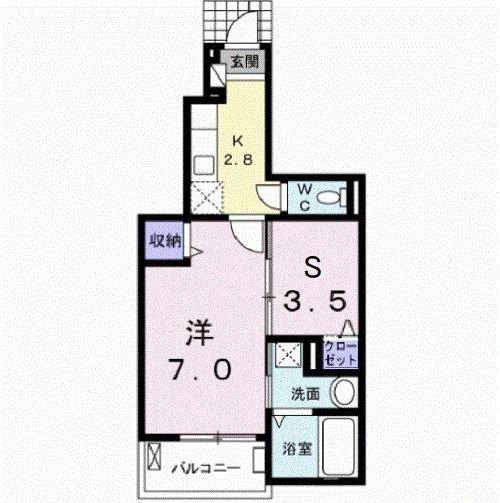 ルミナスハイム八山田II(2K/1階)の間取り写真