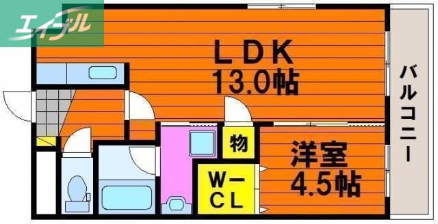下中野S-1ビル(1LDK/1階)の間取り写真