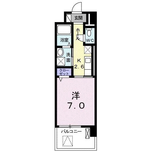 メゾン ド ボヌールII(1K/6階)の間取り写真