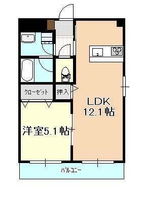 サウスイン奥田(1LDK/6階)の間取り写真