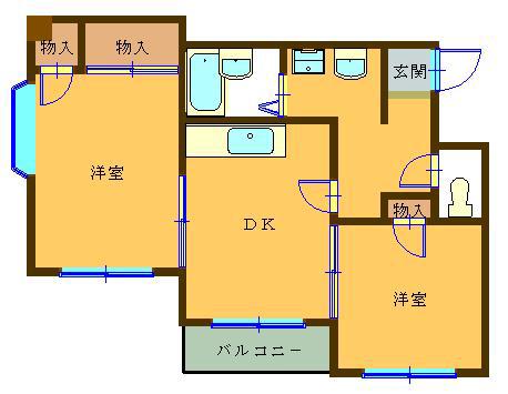メゾン荒木(2DK/3階)の間取り写真