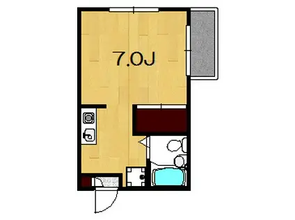 クリスタルハイムII(1K/2階)の間取り写真