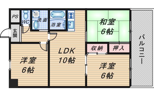 アビタシオン西緑丘(3LDK/4階)の間取り写真