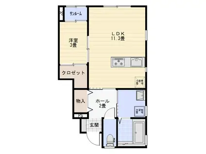 プレジール(1LDK/1階)の間取り写真