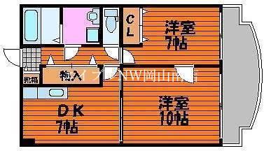 アークハイツ鹿田(2DK/7階)の間取り写真